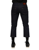 Dolce & Gabbana Dark Blue Cotton Logo Slim Fit Men Denim Jeans