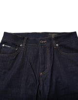 Dolce & Gabbana Dark Blue Cotton Logo Slim Fit Men Denim Jeans