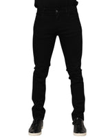 Dolce & Gabbana Dark Blue Cotton Logo Plaque GOLD Denim Jeans