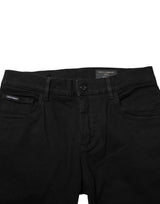 Dolce & Gabbana Dark Blue Cotton Logo Plaque GOLD Denim Jeans