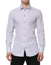 Dolce & Gabbana White Blue Striped Cotton GOLD Formal Shirt