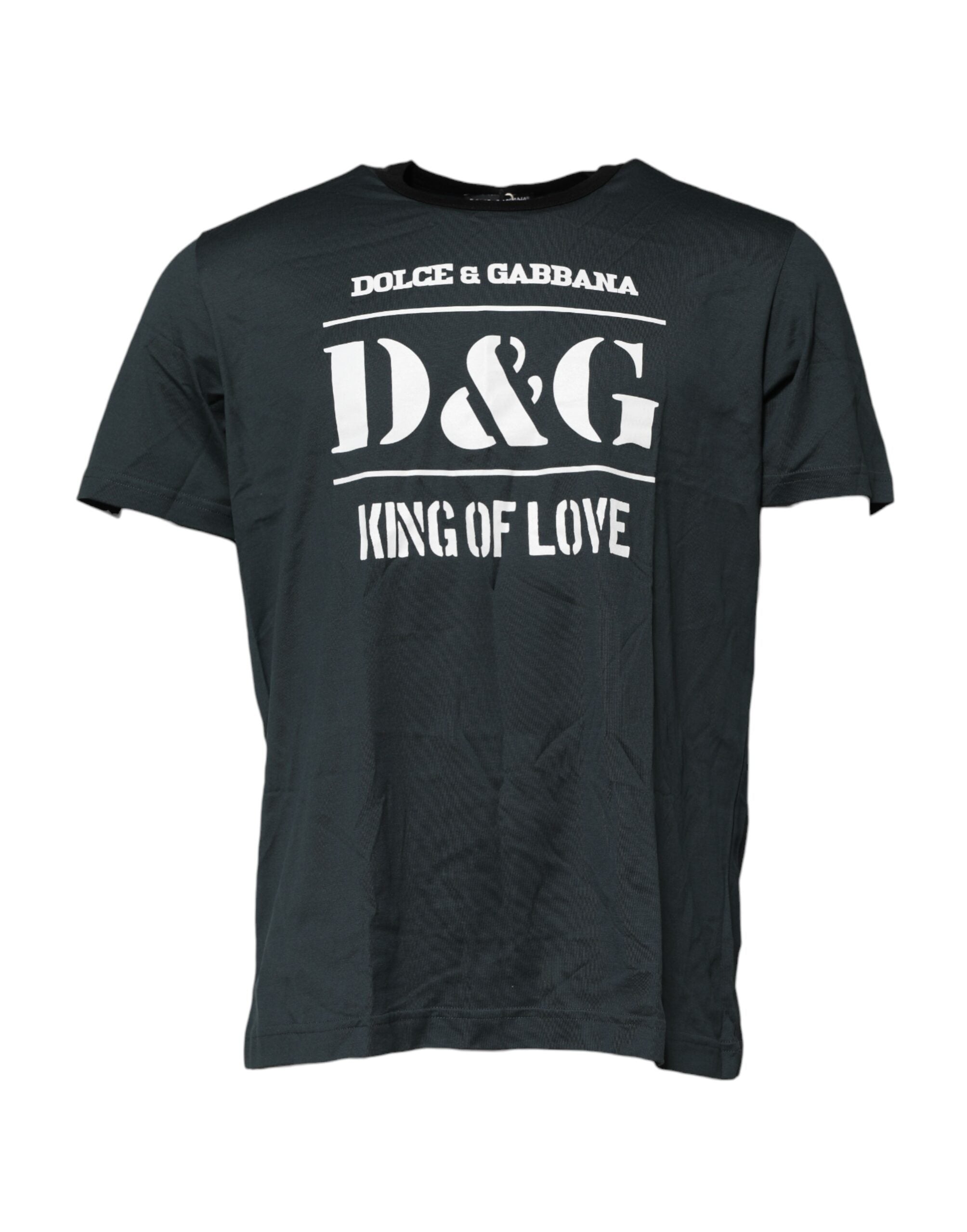 Dolce & Gabbana Black Cotton Printed Short Sleeves T-shirt