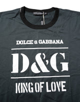 Dolce & Gabbana Black Cotton Printed Short Sleeves T-shirt