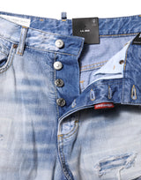 Dsquared² Blue Washed High Waist Wide Leg Jeans