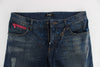 Costume National Blue Wash Paint Slim Fit Pants Jeans