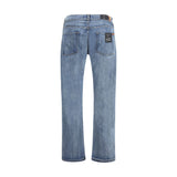 7FOR Blue Cotton Straight-Leg Jeans