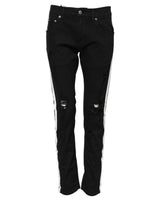 Dolce & Gabbana Black Tattered White Lining Skinny Denim Jeans