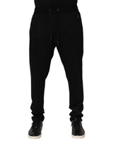 Dolce & Gabbana Black Viscose Skinny Logo Men Jogger Pants