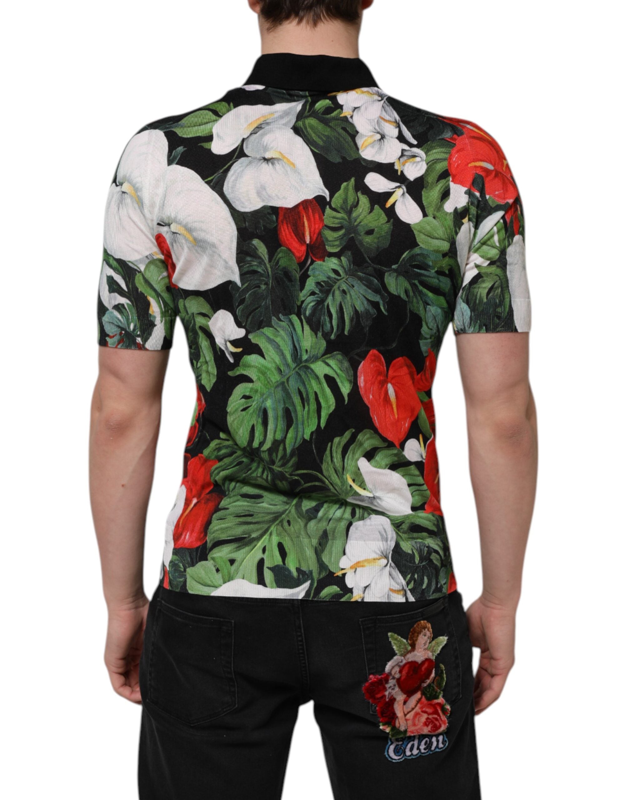 Dolce & Gabbana Multicolor Floral Silk Collared Polo T-shirt