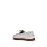 Valentino Garavani White Calf Leather Bos Taurus Slip-On Loafers
