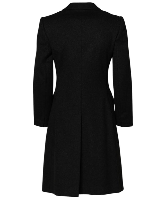 Dolce & Gabbana Black Wool Long Sleeves Trench Coat Jacket