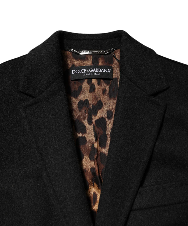Dolce & Gabbana Black Wool Long Sleeves Trench Coat Jacket