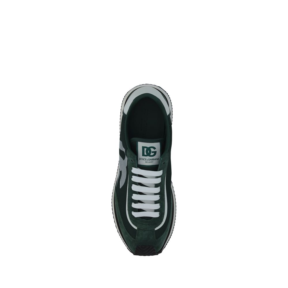 Dolce & Gabbana Green Calf Leather Bos Taurus Athletic Sneakers