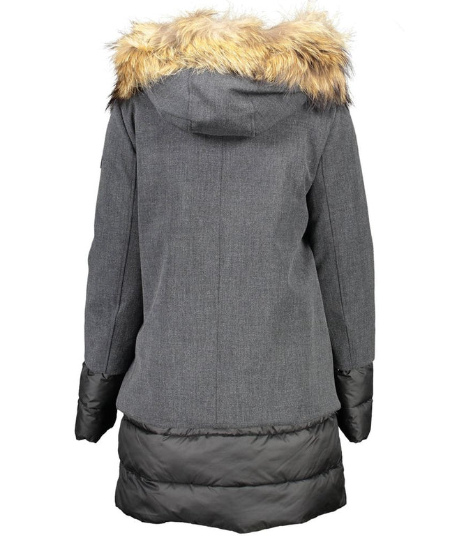 Yes Zee Gray Polyester Jackets & Coat