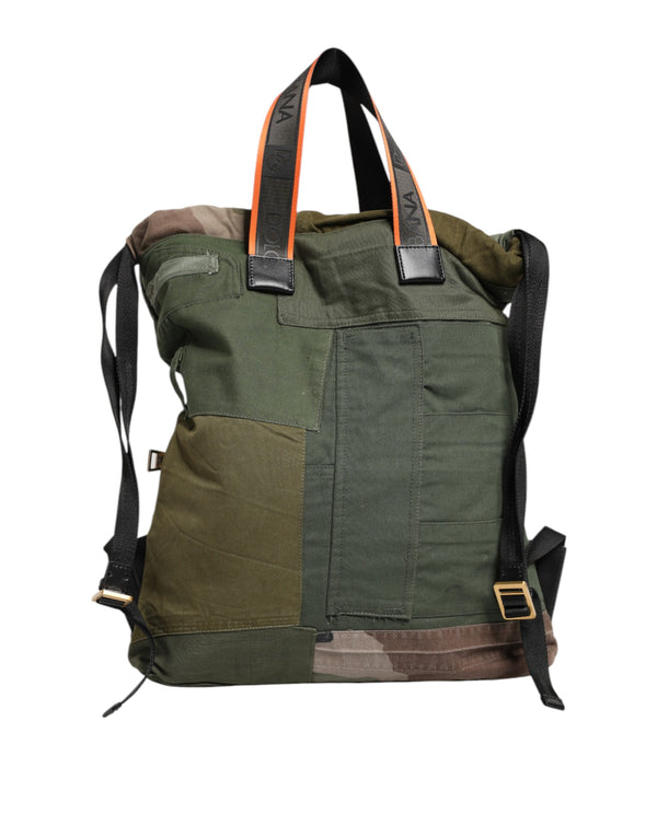 Dolce & Gabbana Military Green Patchwork Rucksack Backpack Bag