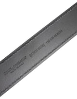 Dolce & Gabbana Black Leather Silver Metal Logo Buckle Belt