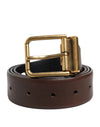 Dolce & Gabbana Brown Classic Gold Metal Logo Buckle Men Belt
