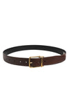 Dolce & Gabbana Brown Classic Gold Metal Logo Buckle Men Belt
