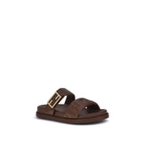 Fendi Brown Calf Leather Bos Taurus Flat Sandals