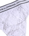 Dolce & Gabbana White Nylon Floral Lace Bottom Panty Underwear