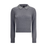 PINKO Rhinestone-decorated collar Sweater