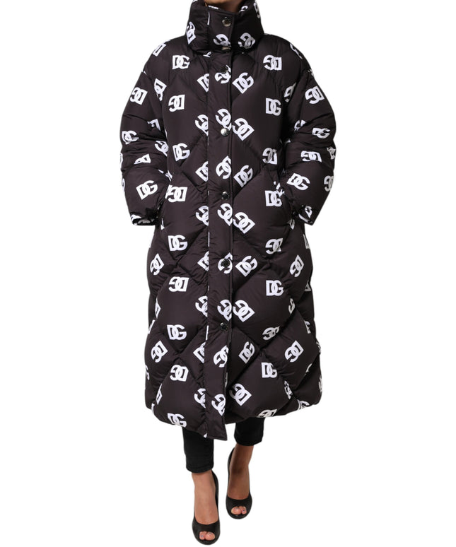Dolce & Gabbana Black DG Mania Puffer Quilted Long Coat Jacket
