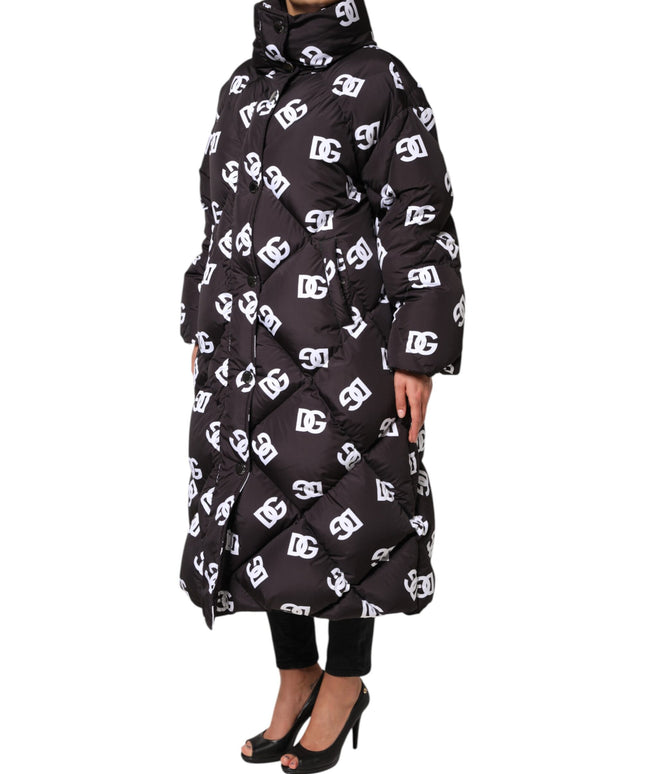 Dolce & Gabbana Black DG Mania Puffer Quilted Long Coat Jacket