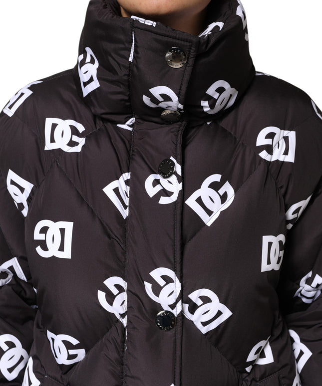 Dolce & Gabbana Black DG Mania Puffer Quilted Long Coat Jacket