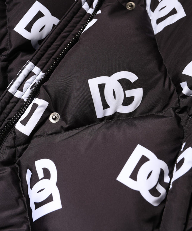 Dolce & Gabbana Black DG Mania Puffer Quilted Long Coat Jacket