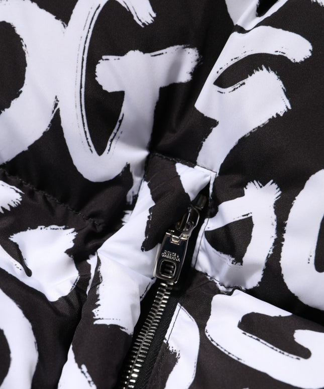 Dolce & Gabbana Black White DG Mania Hooded Long Coat Jacket