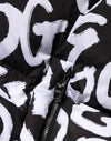Dolce & Gabbana Black White DG Mania Hooded Long Coat Jacket