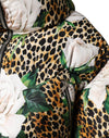 Dolce & Gabbana Multicolor Leopard Rose Puffer Quilted Jacket