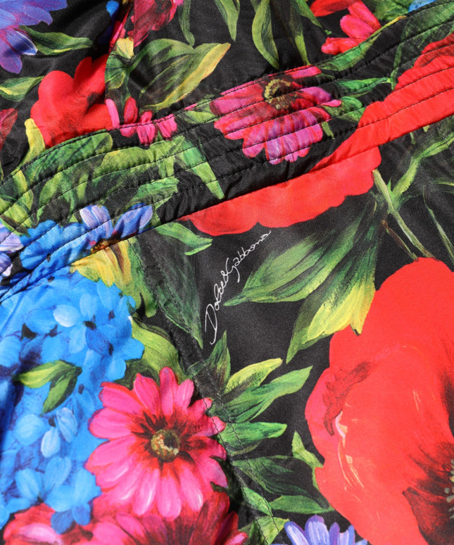 Dolce & Gabbana Multicolor Floral Hooded Puffer Coat Jacket