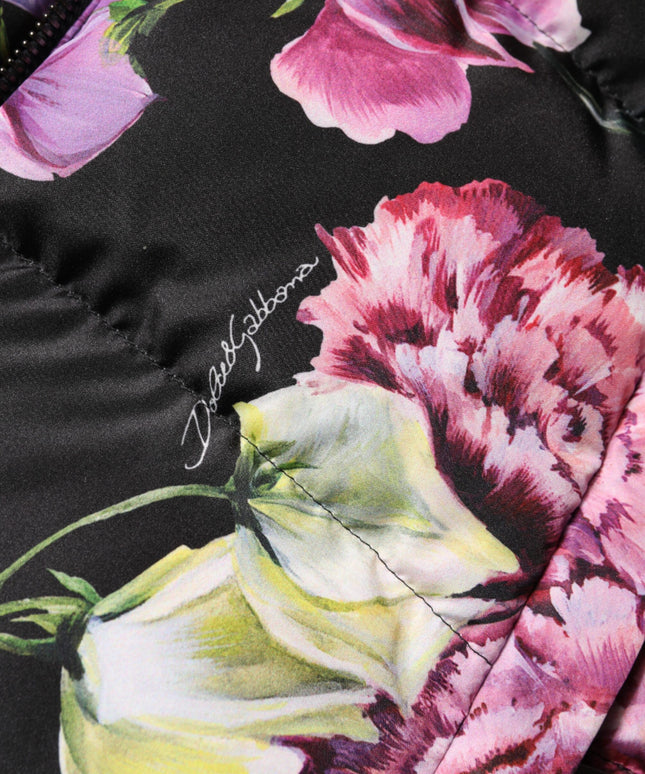 Dolce & Gabbana Multicolor Floral Hooded Puffer Quilted Jacket