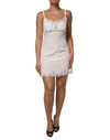 Dolce & Gabbana White Lace DG Logo Silk Dress Sleepwear