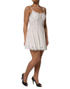 Dolce & Gabbana White Lace Gold DG Logo Silk Dress Sleepwear