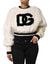 Dolce & Gabbana White Cropped Faux Fur DG Sweatshirt Sweater