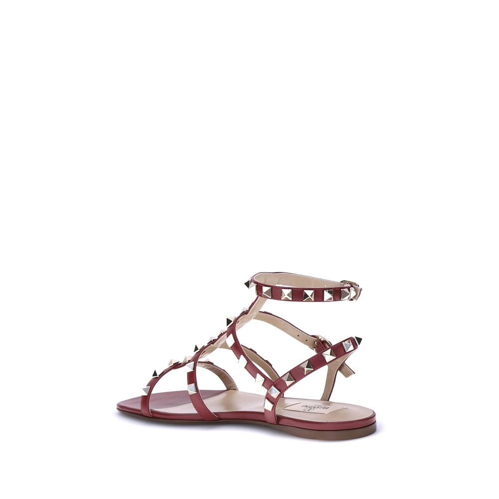 Valentino Garavani Red Calf Leather Bos Taurus Sandals