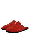 Dolce & Gabbana Orange Suede Slides Flat Slipper Shoes