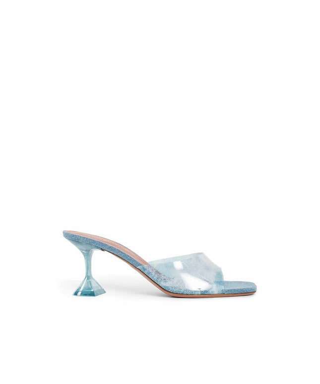 Amina Muaddi Lupita Glass Pvc Denim Mules