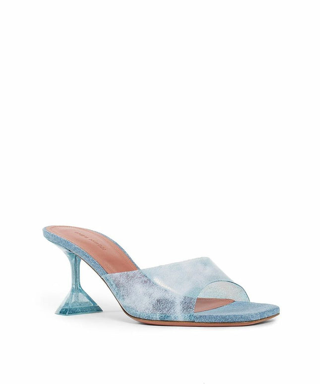 Amina Muaddi Lupita Glass Pvc Denim Mules