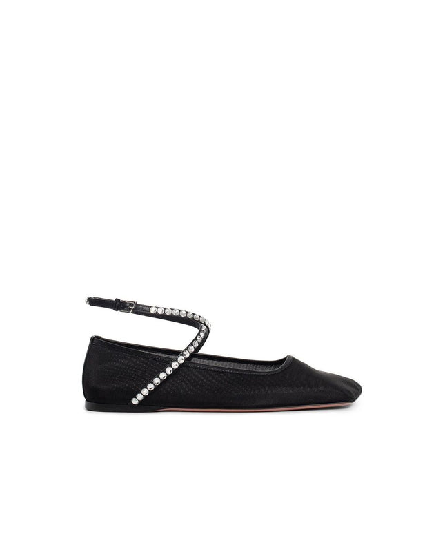 Amina Muaddi Mesh Crystal Ballerina Flats