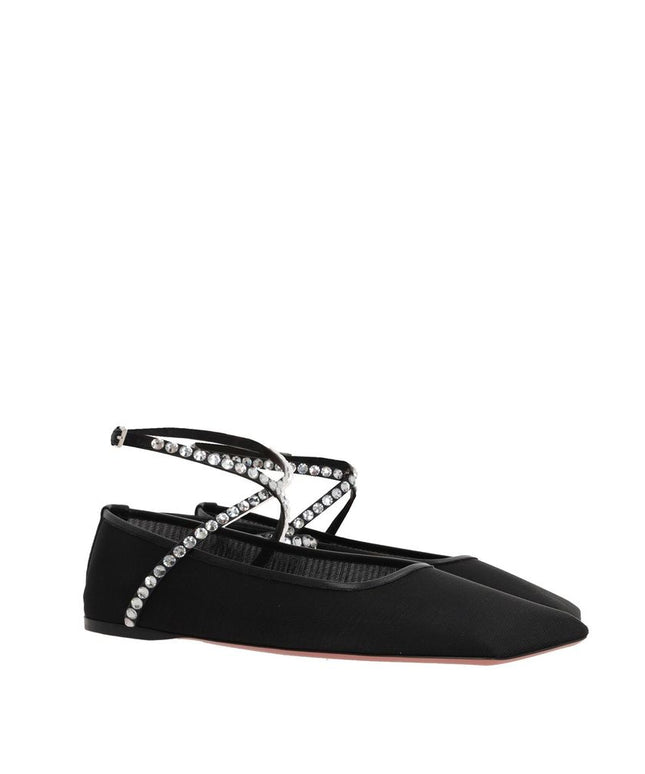 Amina Muaddi Mesh Crystal Ballerina Flats