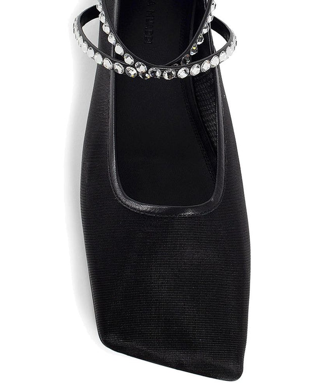 Amina Muaddi Mesh Crystal Ballerina Flats