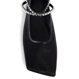 Amina Muaddi Mesh Crystal Ballerina Flats