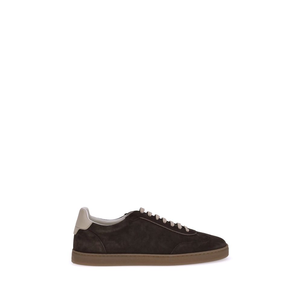 Brunello Cucinelli Black Calf Leather Bos Taurus Low Top Sneakers