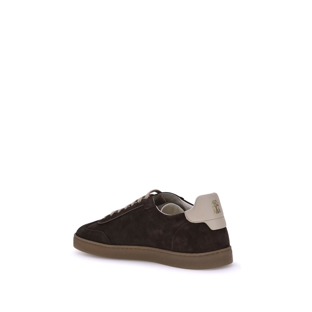Brunello Cucinelli Black Calf Leather Bos Taurus Low Top Sneakers