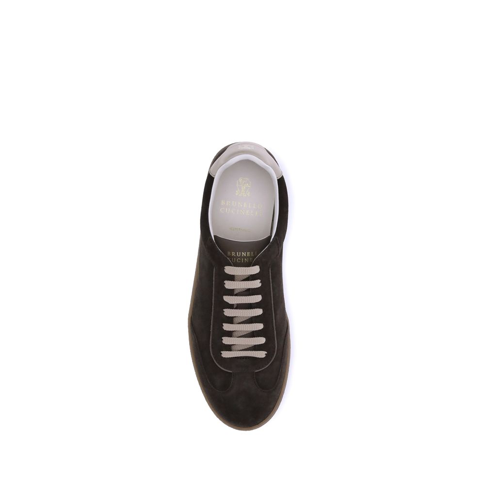 Brunello Cucinelli Black Calf Leather Bos Taurus Low Top Sneakers