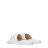 Stuart Weitzman White Leather Slippers