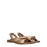 Stuart Weitzman Gold Leather Flat Sandals